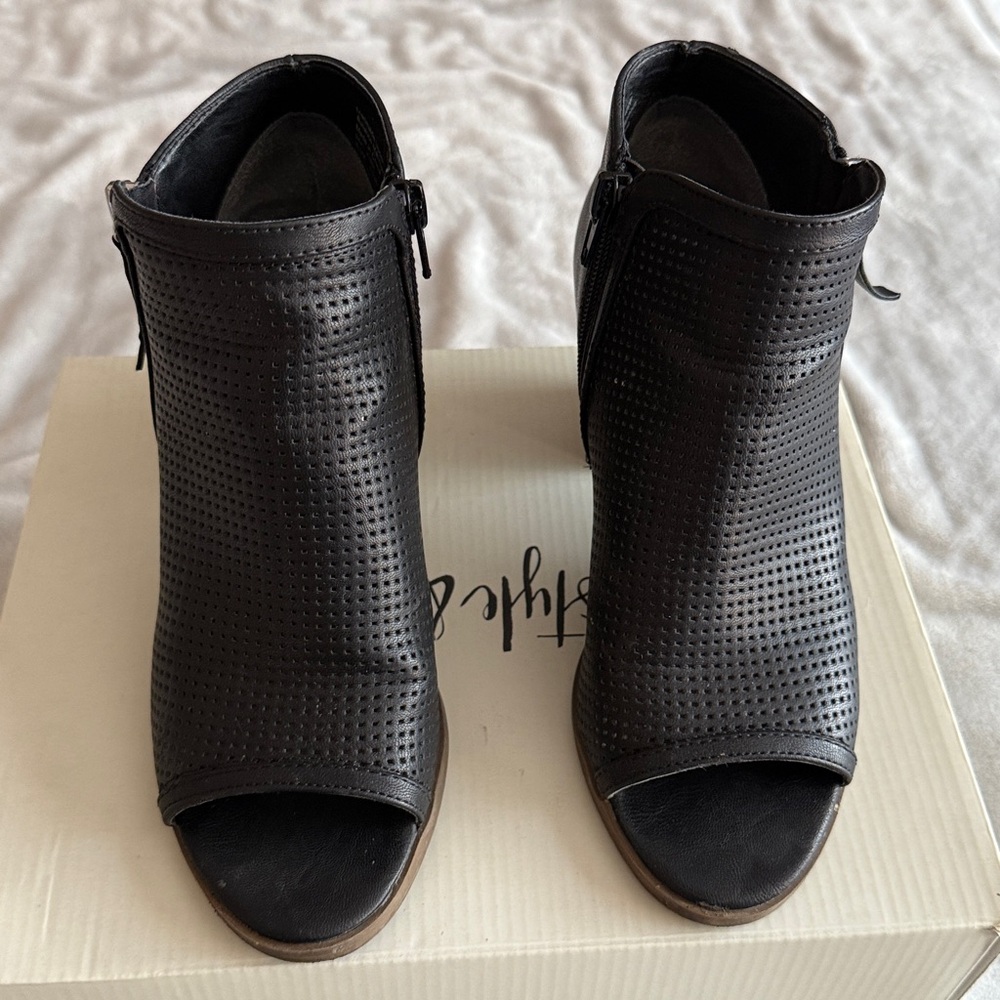 Style & Co. Black Perforated Ankle Booties